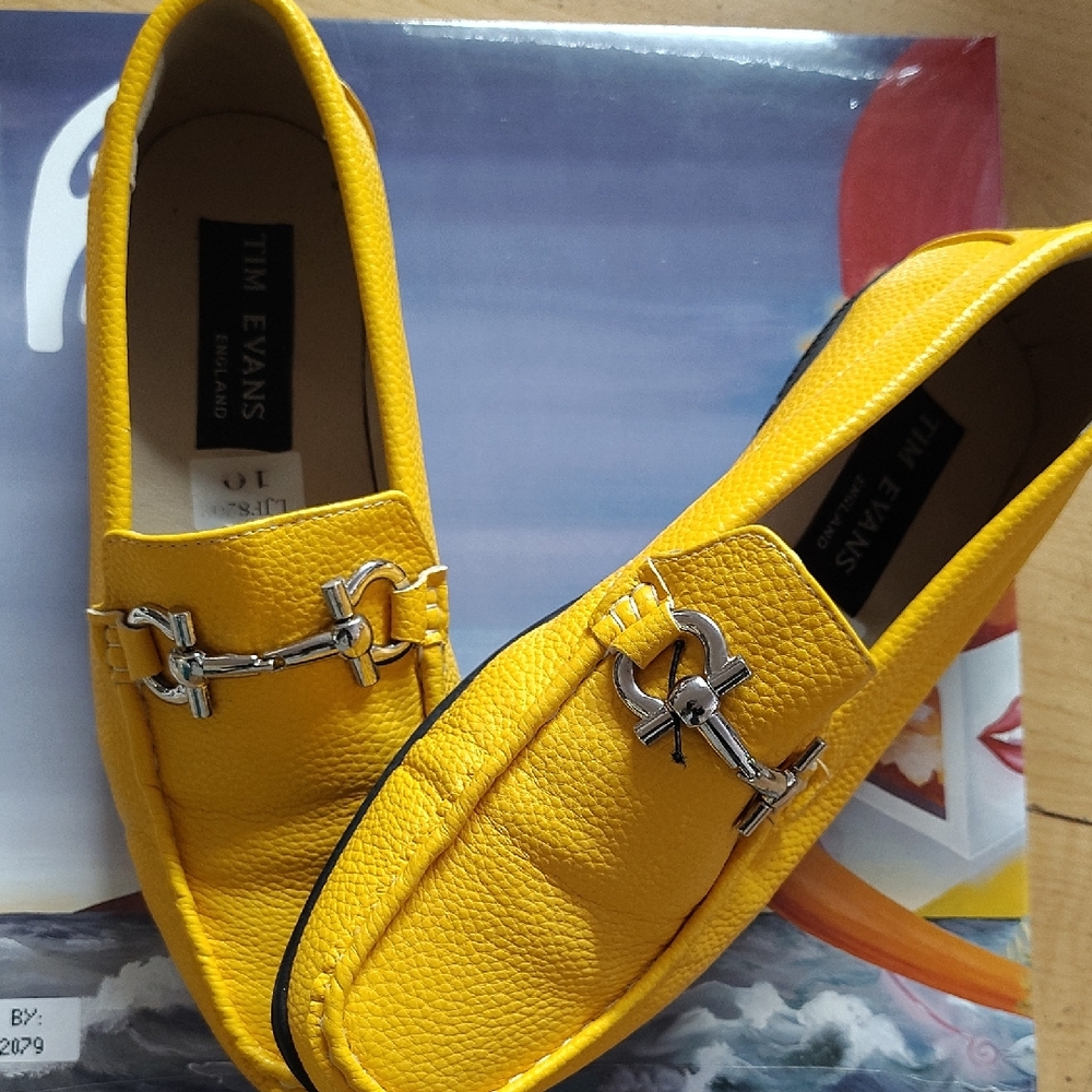 Tim Evans Bright Yellow Leather Horsebit Loafers